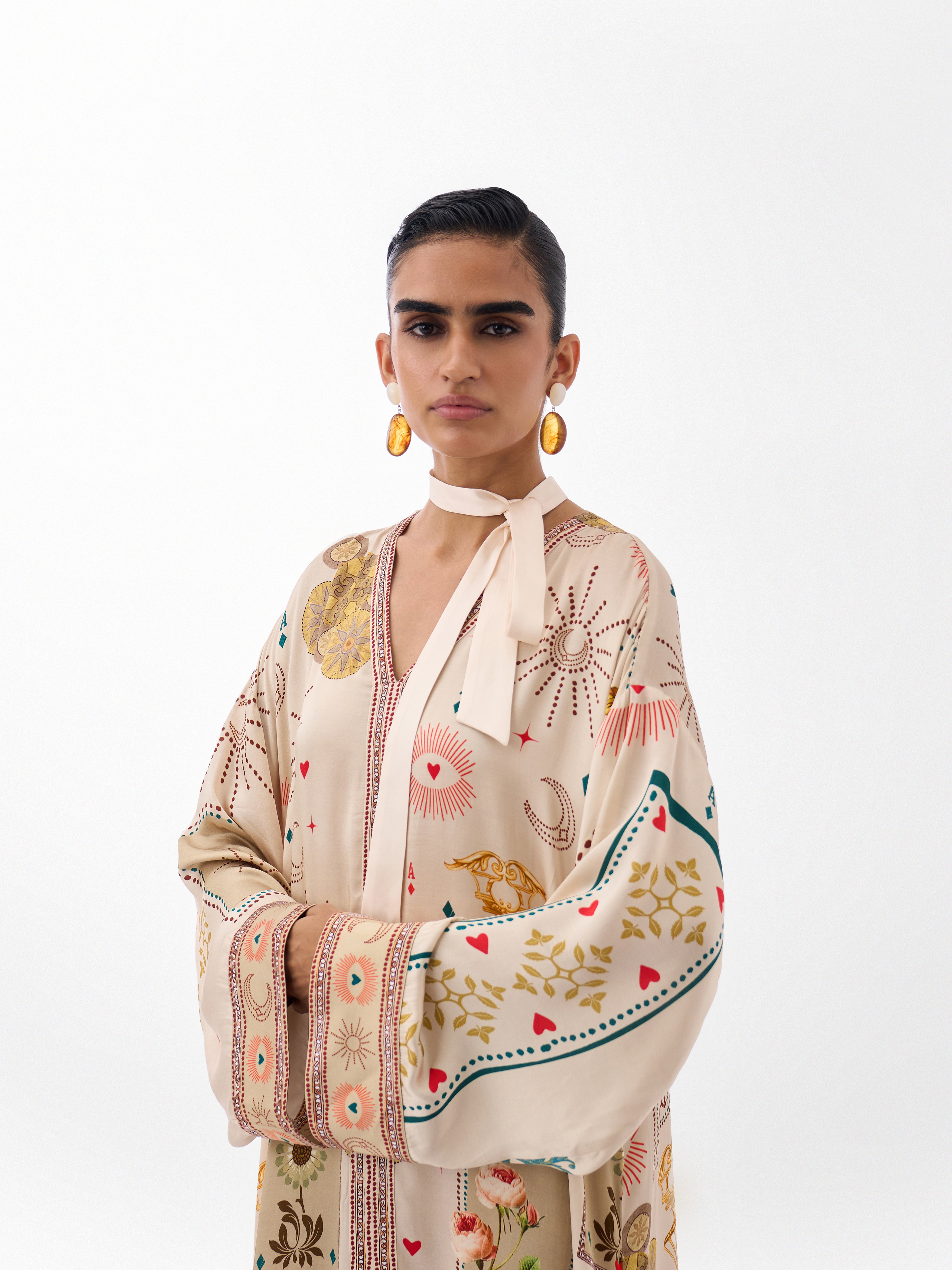 Postcards & Petals Print Adah Kaftan - NOIB