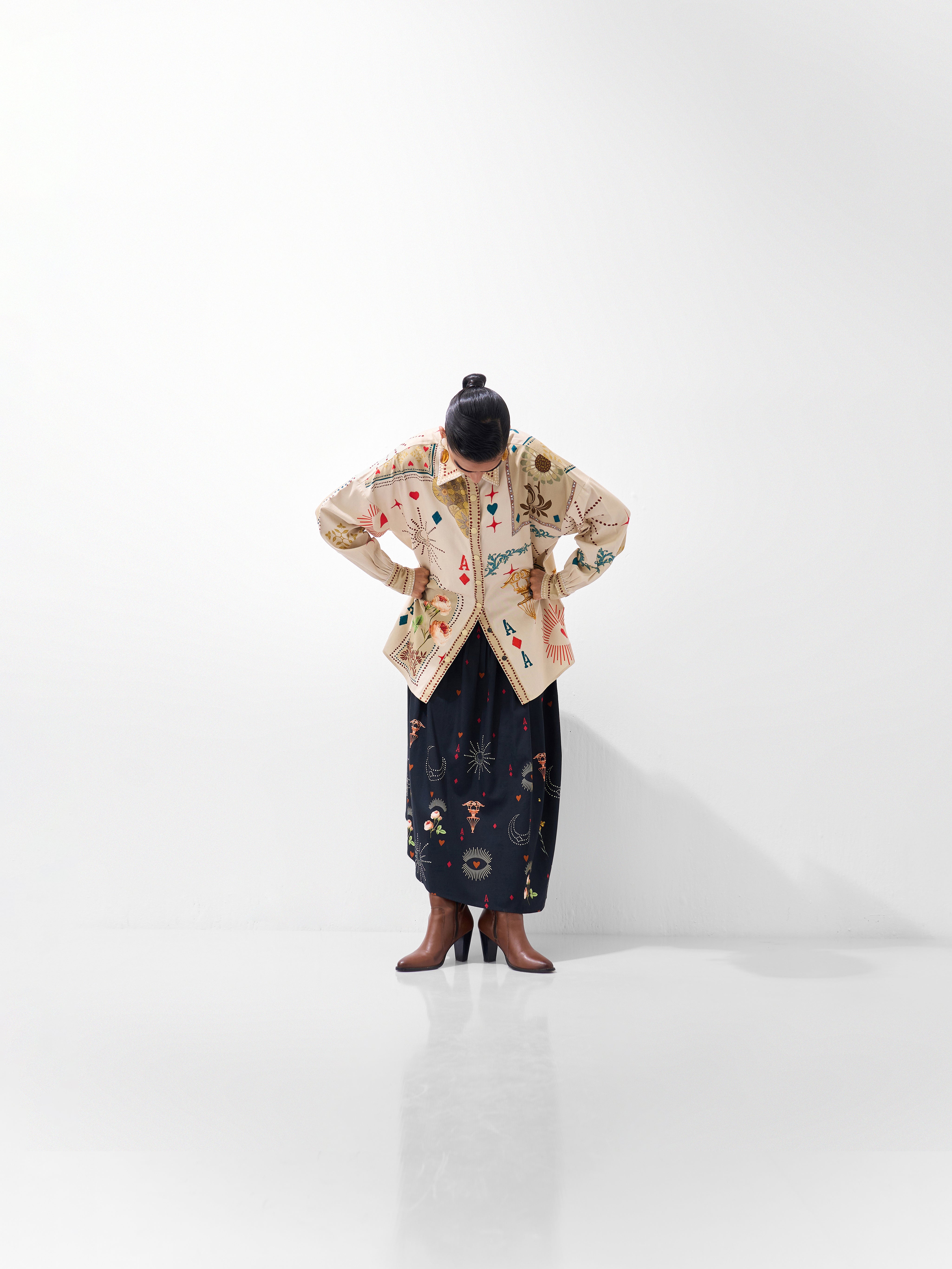 Postcards & Petals Print Xena Cotton Over-Shirt 