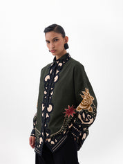 Old Rose Print Cotton Xena Over-Shirt 