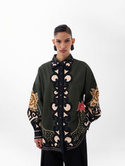 Old Rose Print Cotton Xena Over-Shirt 
