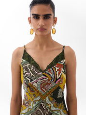 Mosaic Print Liza Midi Dress – Bias-Cut Slip Dress