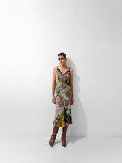 Mosaic Print Liza Midi Dress – Bias-Cut Slip Dress