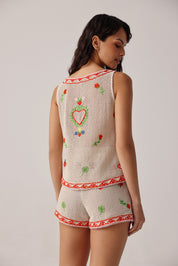 Ecru Print Ziva Shorts – Crochet Resort Wear | NOIB