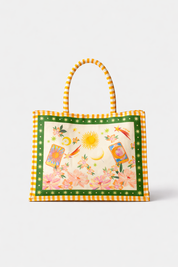 Azure Printed Canvas Tote Bag - NOIB